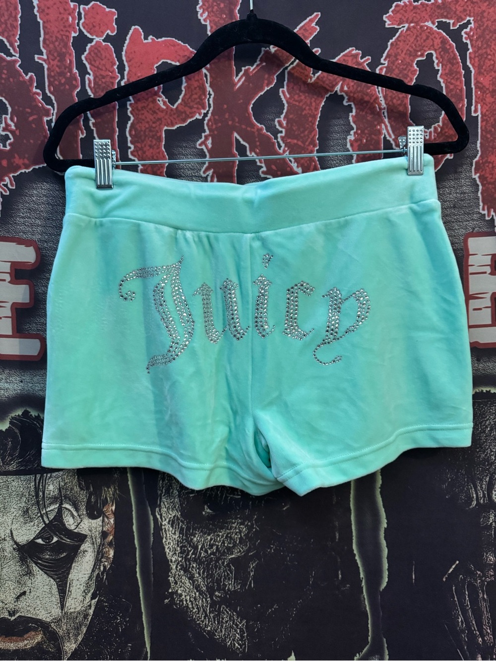Juicy Couture Mint Green Velour 'Juicy' Logo Shorts